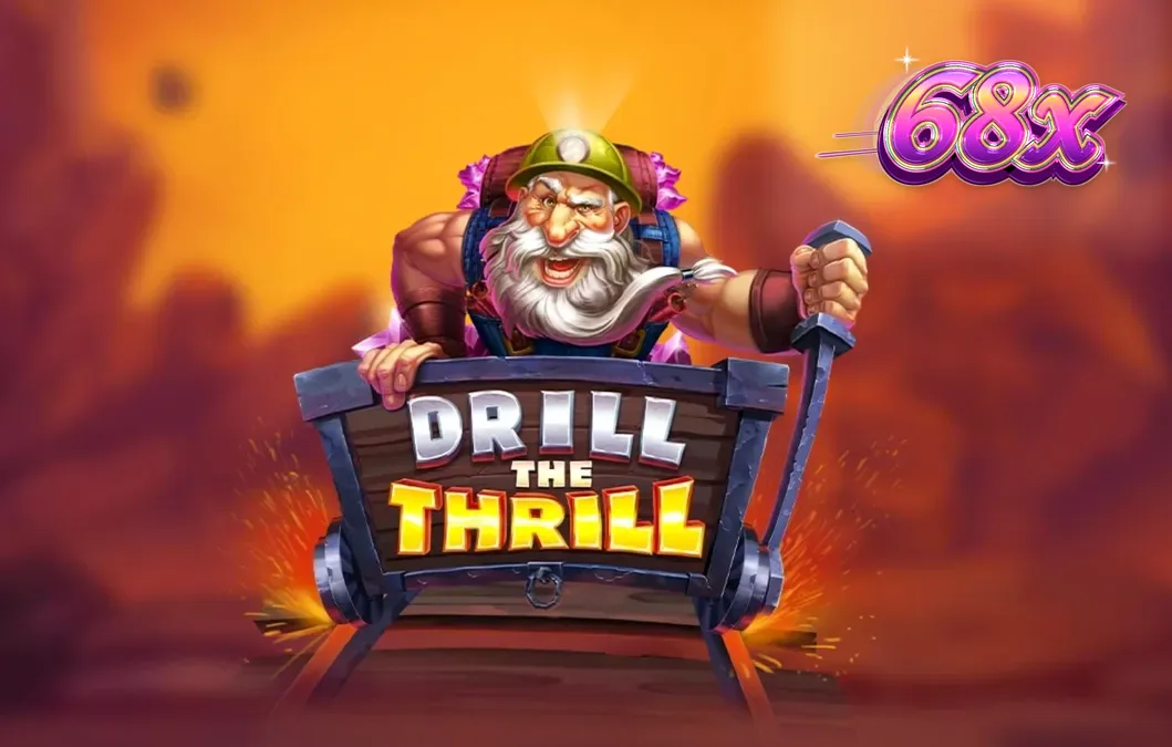 Interface do jogo de slot Drill the Thrill com temática de mineração